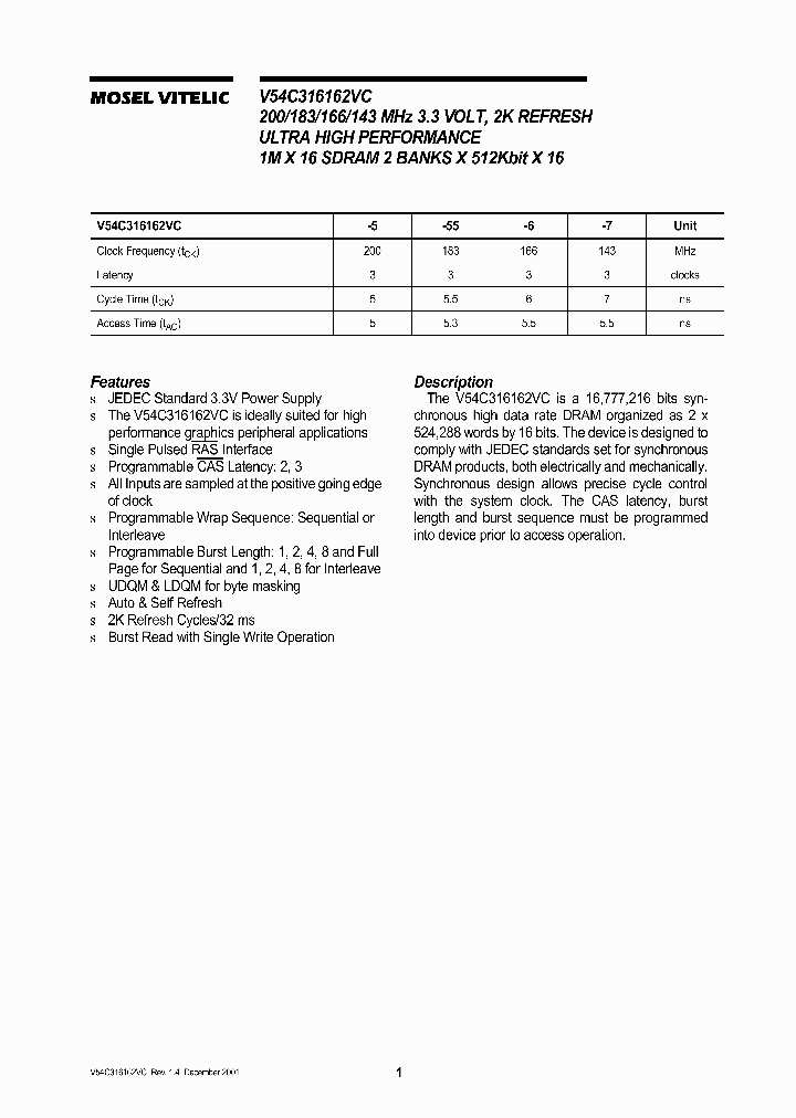 V54C316162VC-6_56187.PDF Datasheet