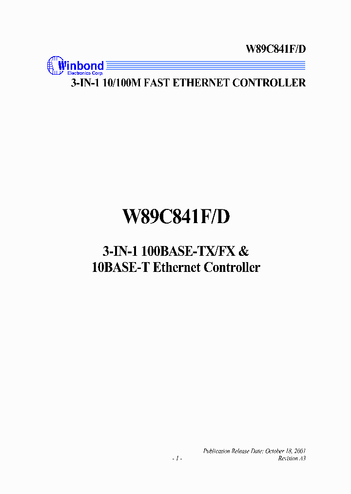 W89C841D_52749.PDF Datasheet