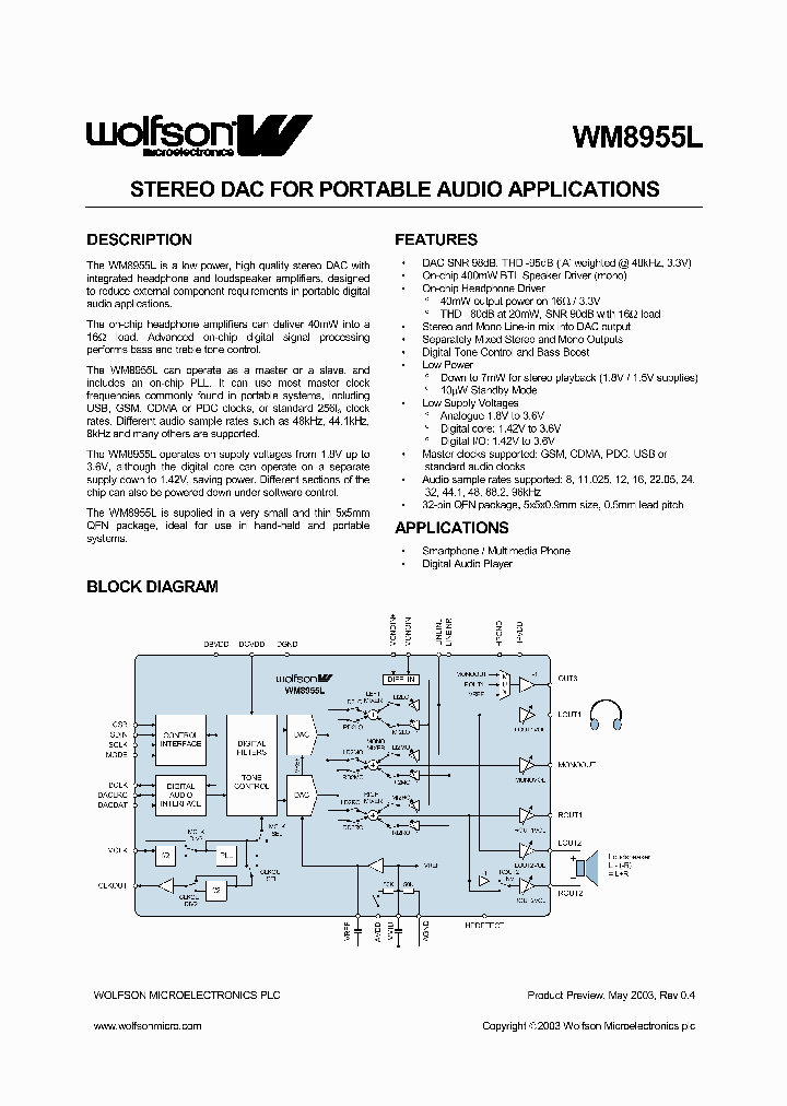 WM8955_51889.PDF Datasheet