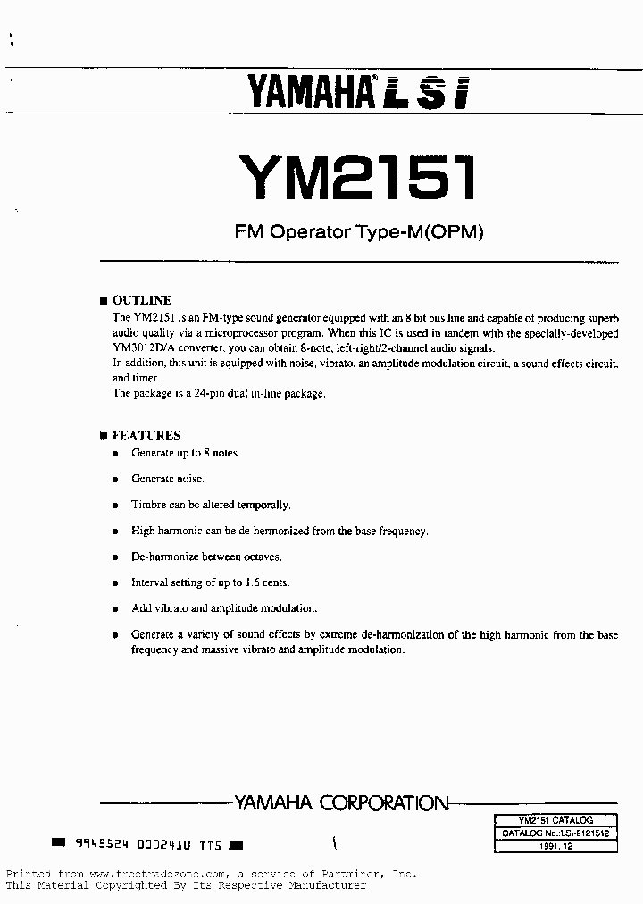 YM2151_37392.PDF Datasheet