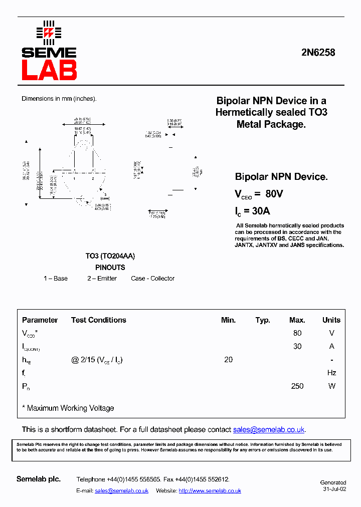 2N6258_303637.PDF Datasheet