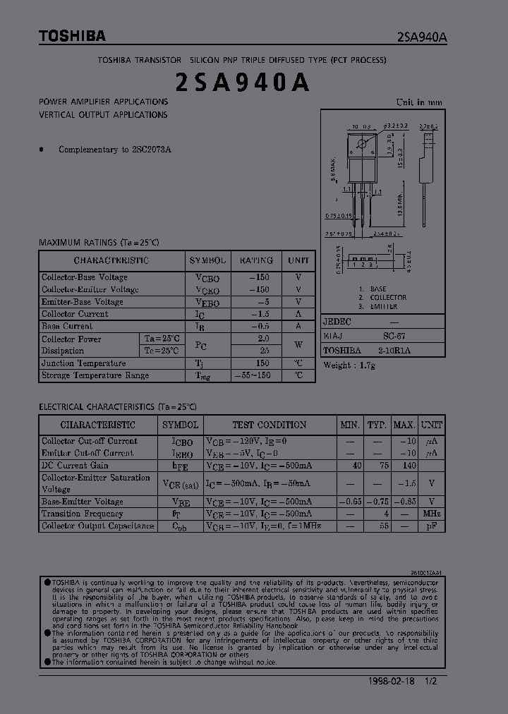 2SA940A_6675.PDF Datasheet