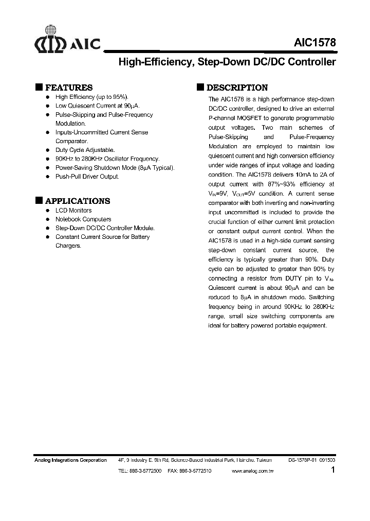 AIC1578_287345.PDF Datasheet