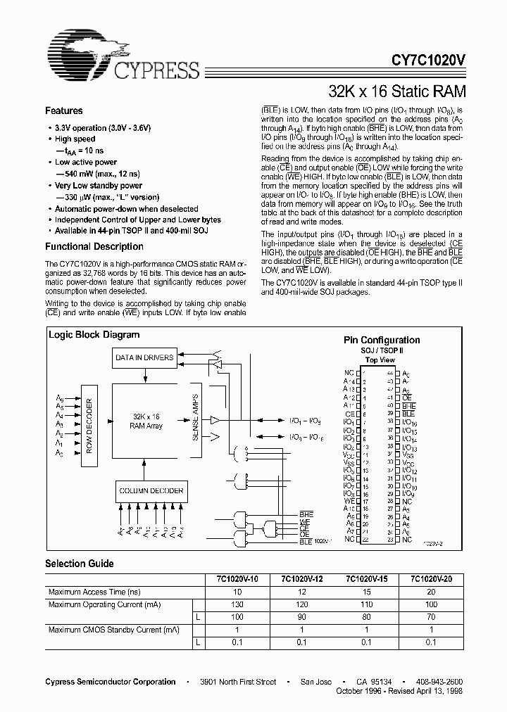 CY7C1020V_281630.PDF Datasheet