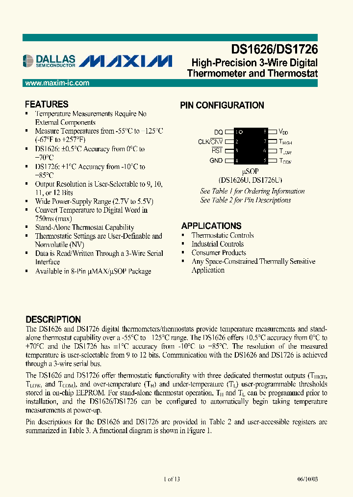 DS1626_245297.PDF Datasheet