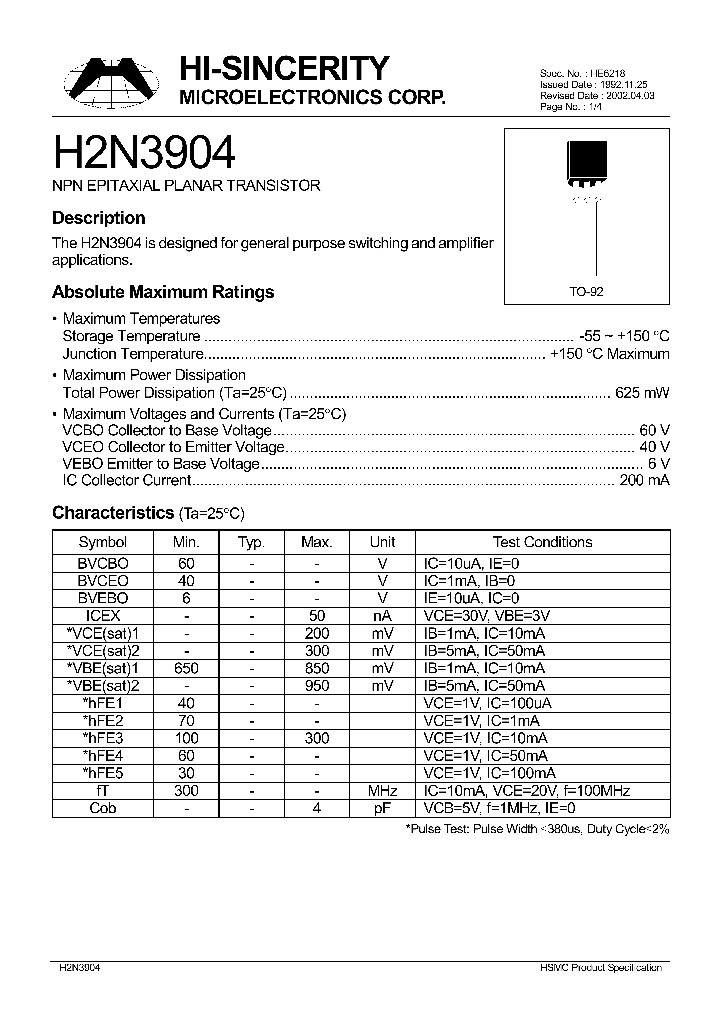 H2N3904_156817.PDF Datasheet