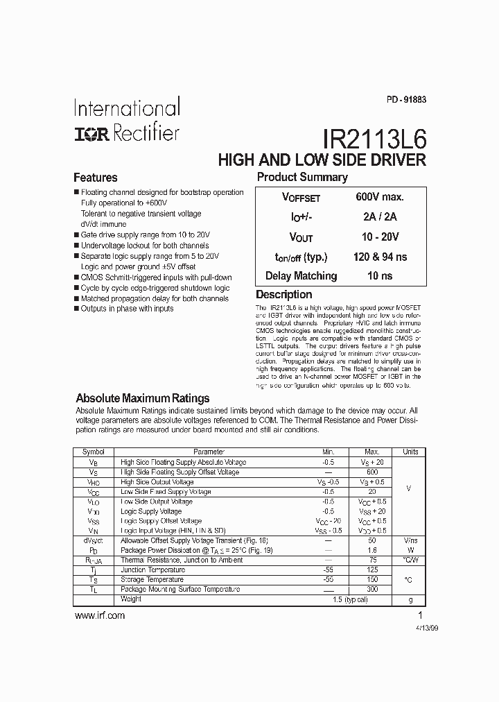 IR2113L6_283518.PDF Datasheet