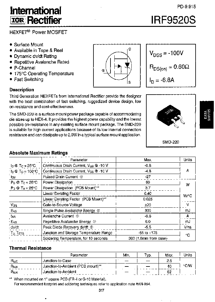 IRF9520S_288197.PDF Datasheet