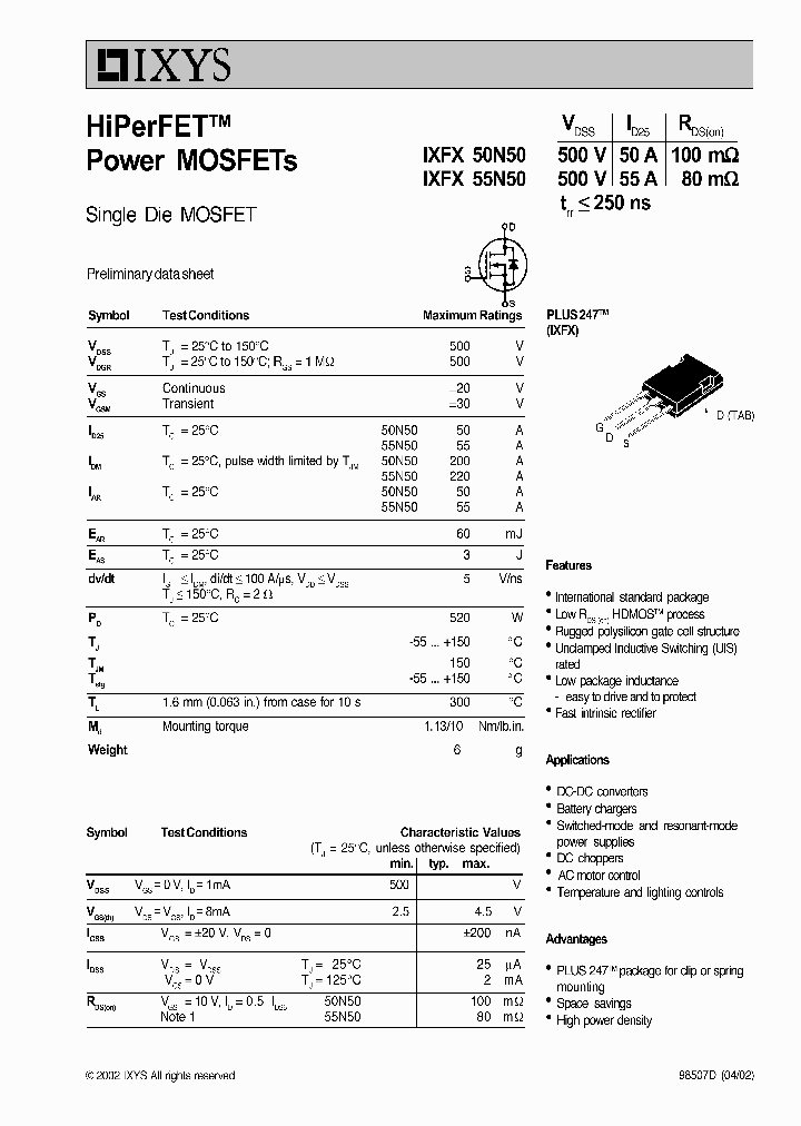 IXFX50N50_252263.PDF Datasheet