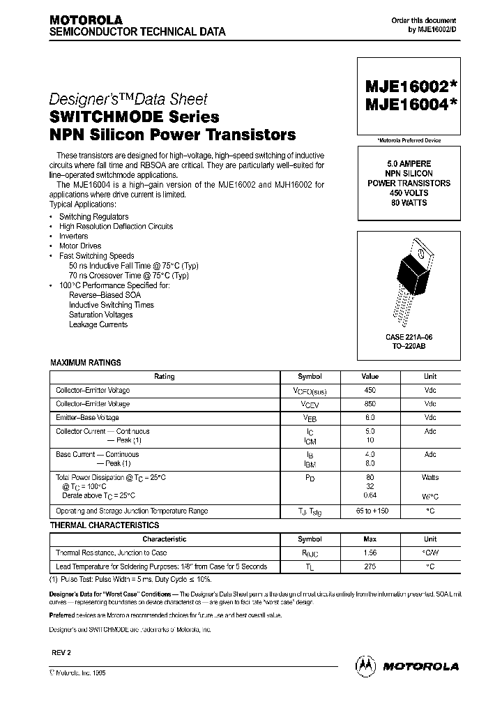 MJE16002_248267.PDF Datasheet