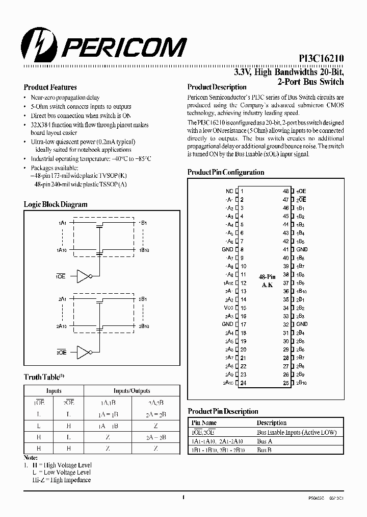 PI3C16210K_288612.PDF Datasheet