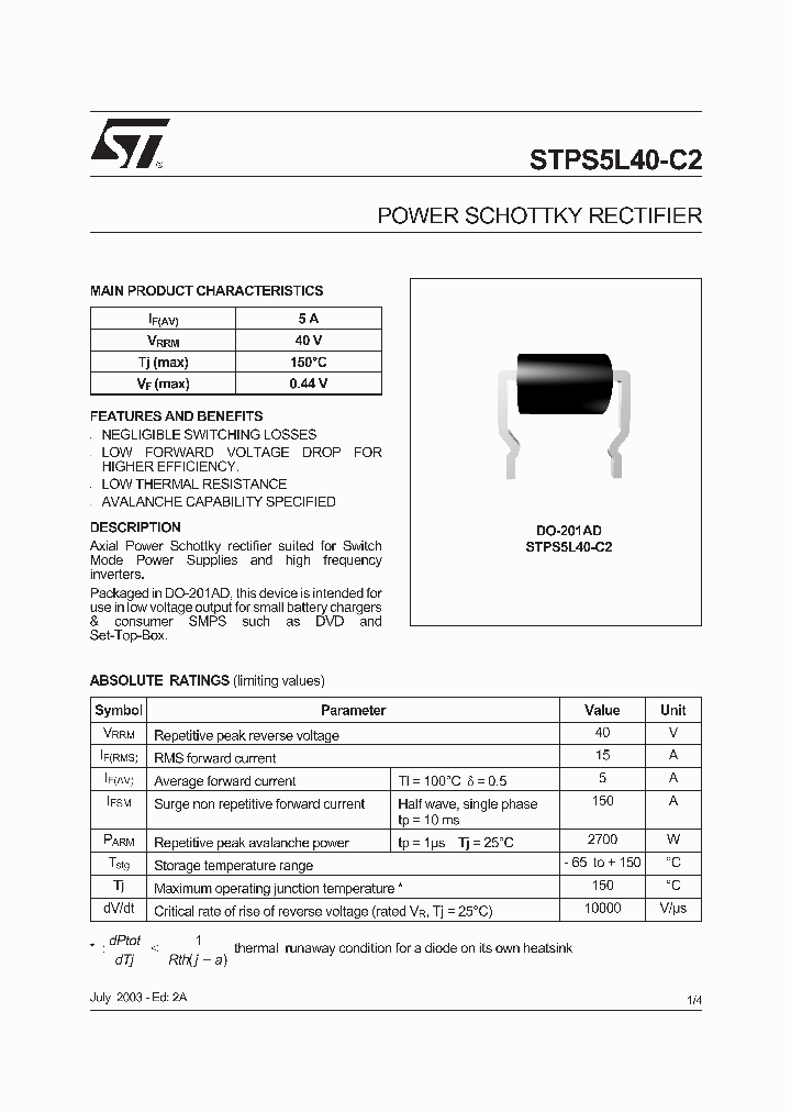 STPS5L40C2_258444.PDF Datasheet