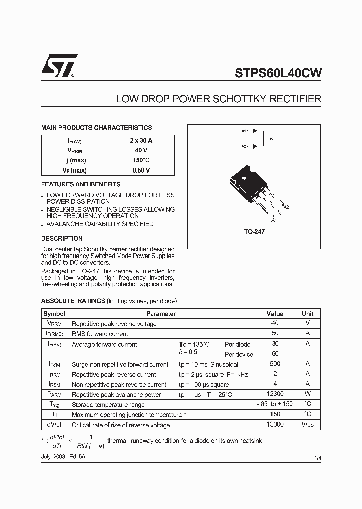 STPS60L40C_229716.PDF Datasheet