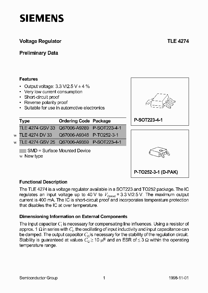 TLE4274_294036.PDF Datasheet