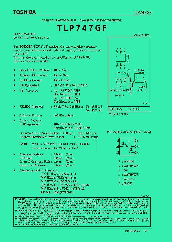 TLP747GF_265613.PDF Datasheet