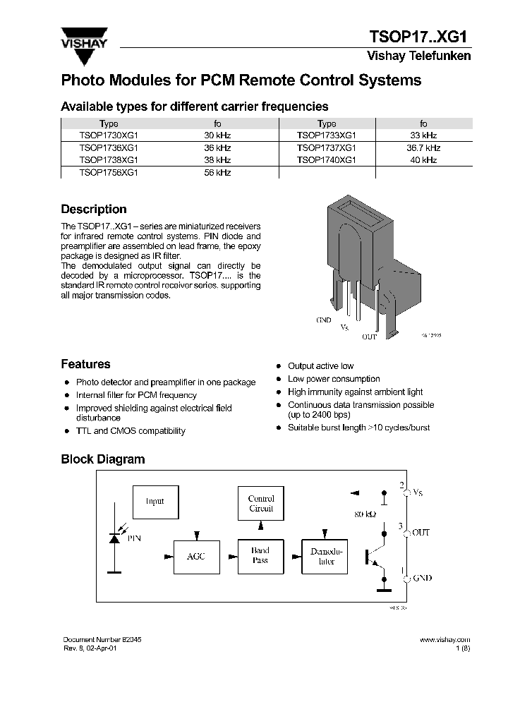 TSOP1736XG_288357.PDF Datasheet