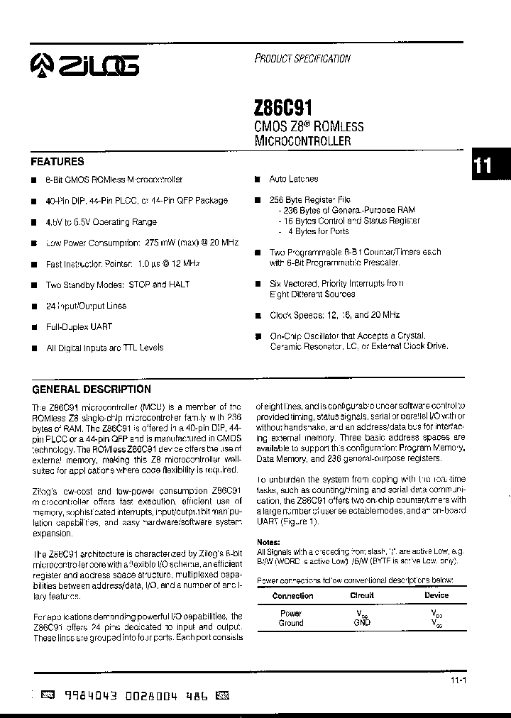 Z86C9116PSC_289772.PDF Datasheet