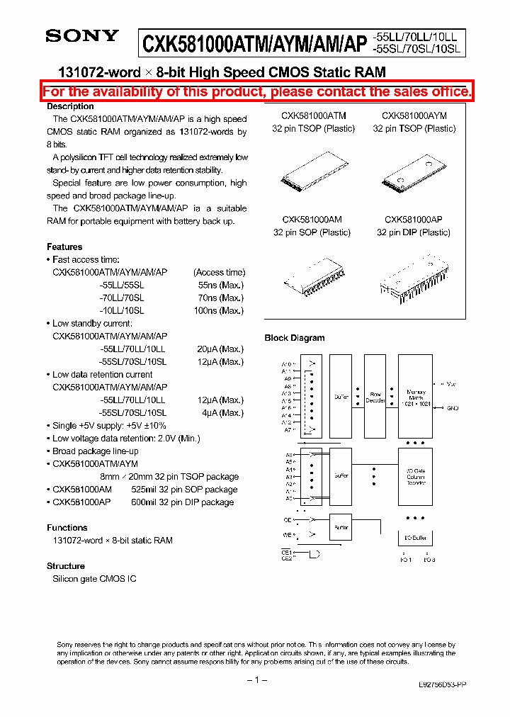 CXK581000AM_224798.PDF Datasheet