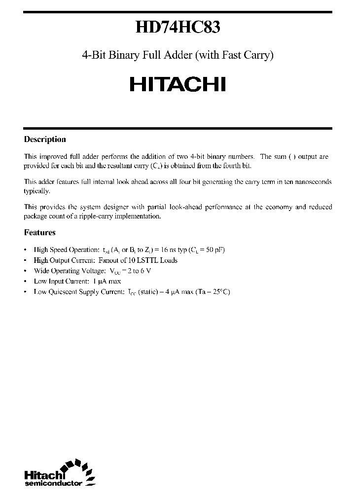 HD74HC83_237920.PDF Datasheet