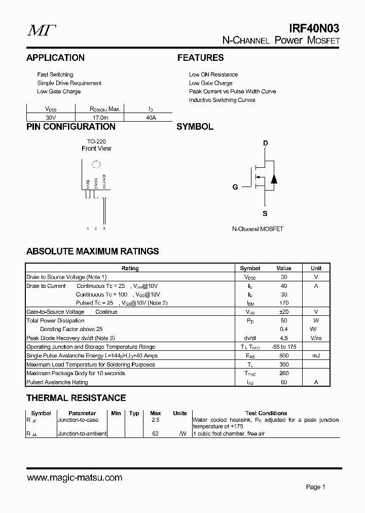 IRF40N03_242108.PDF Datasheet