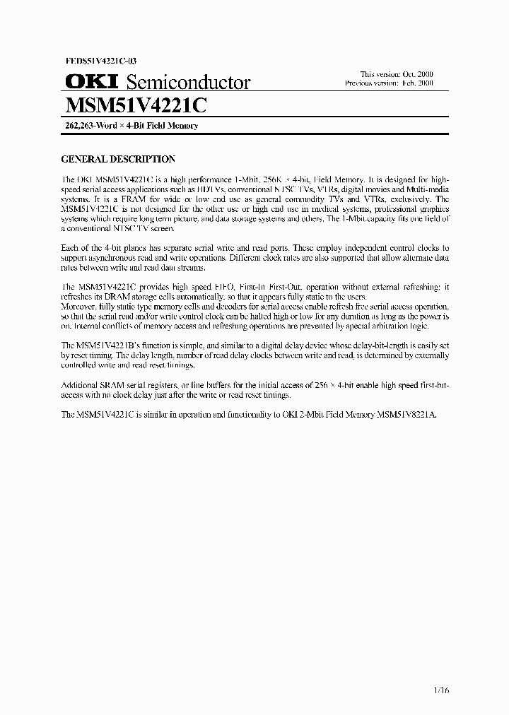 MSM51V4221C_244516.PDF Datasheet