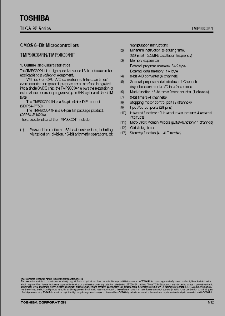 TMP90C041_223300.PDF Datasheet