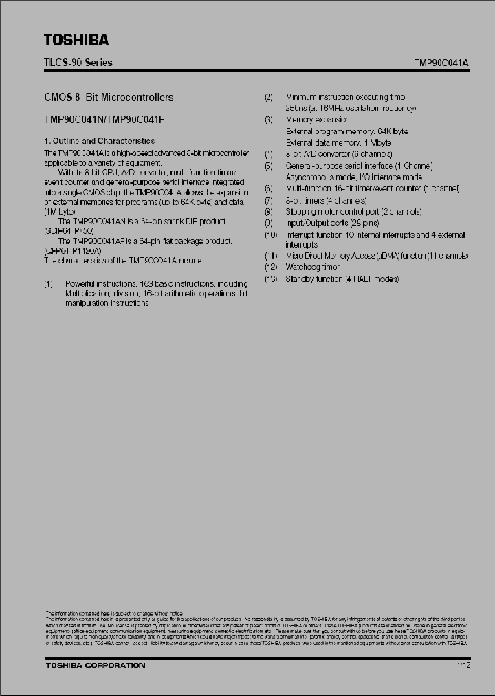 TMP90C041A_223301.PDF Datasheet