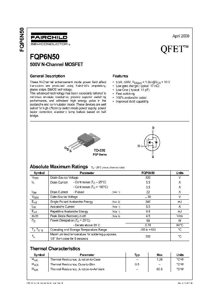 FQP6N50_220001.PDF Datasheet
