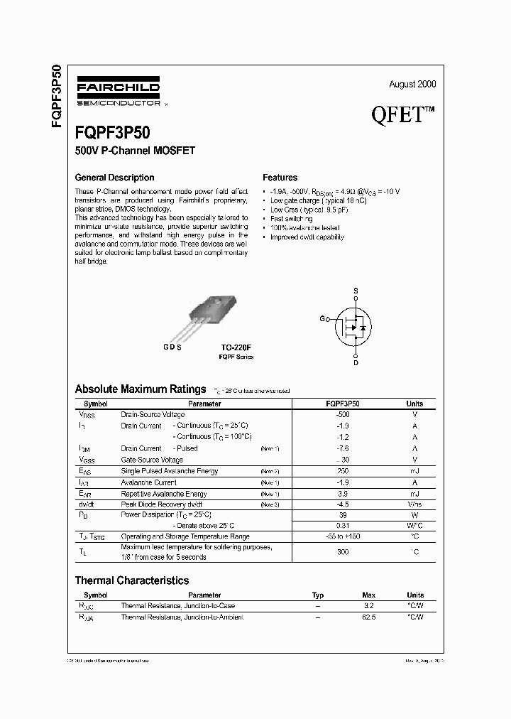 FQPF3P50_253052.PDF Datasheet