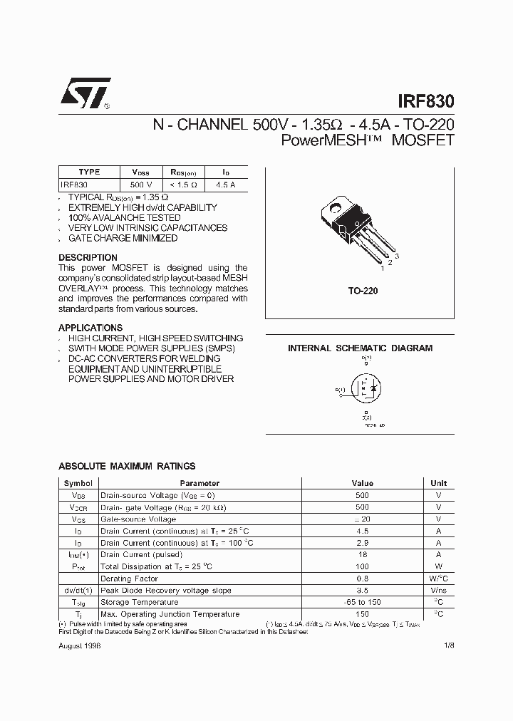 IRF830_272387.PDF Datasheet