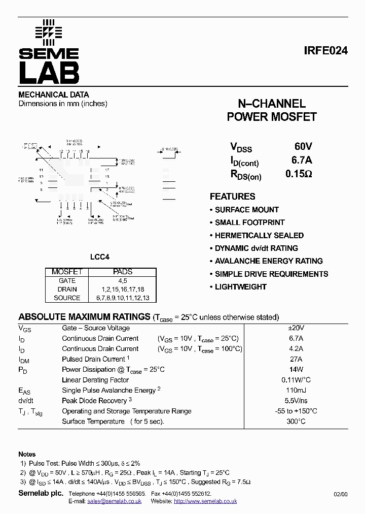 IRFE024_213360.PDF Datasheet