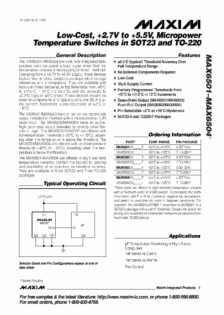 MAX6501CMP_197186.PDF Datasheet