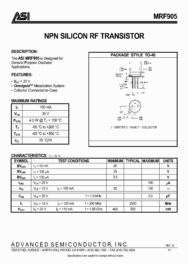 MRF905_236855.PDF Datasheet