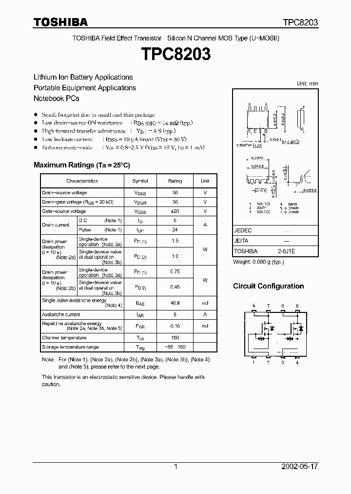 TPC8203_224320.PDF Datasheet