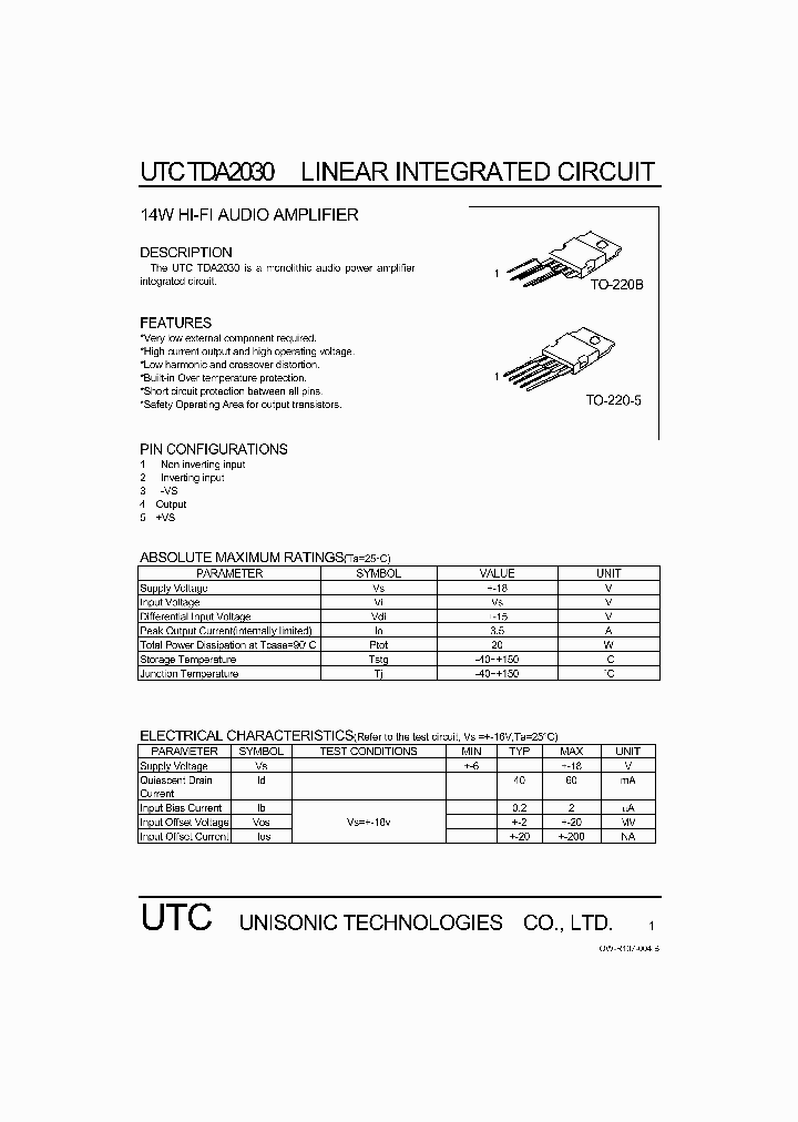 UTCTDA2030_191684.PDF Datasheet