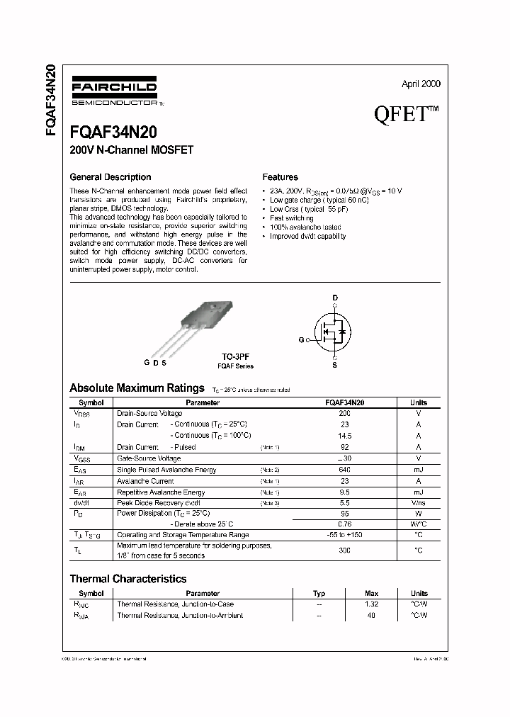 FQAF34N20_334500.PDF Datasheet