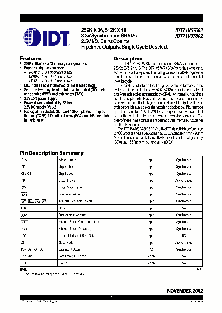 IDT71V67602133BG_360974.PDF Datasheet