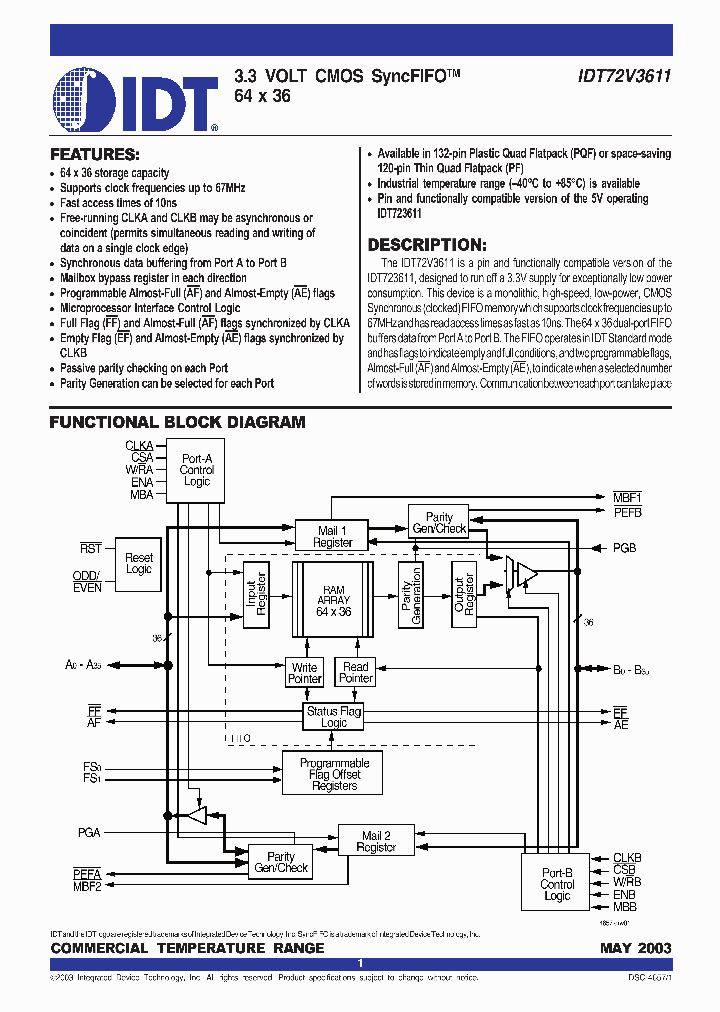 IDT72V3611_364696.PDF Datasheet