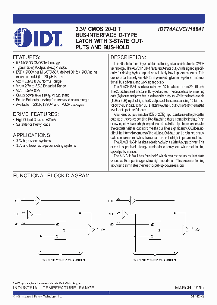 IDT74ALVCH16841_309891.PDF Datasheet