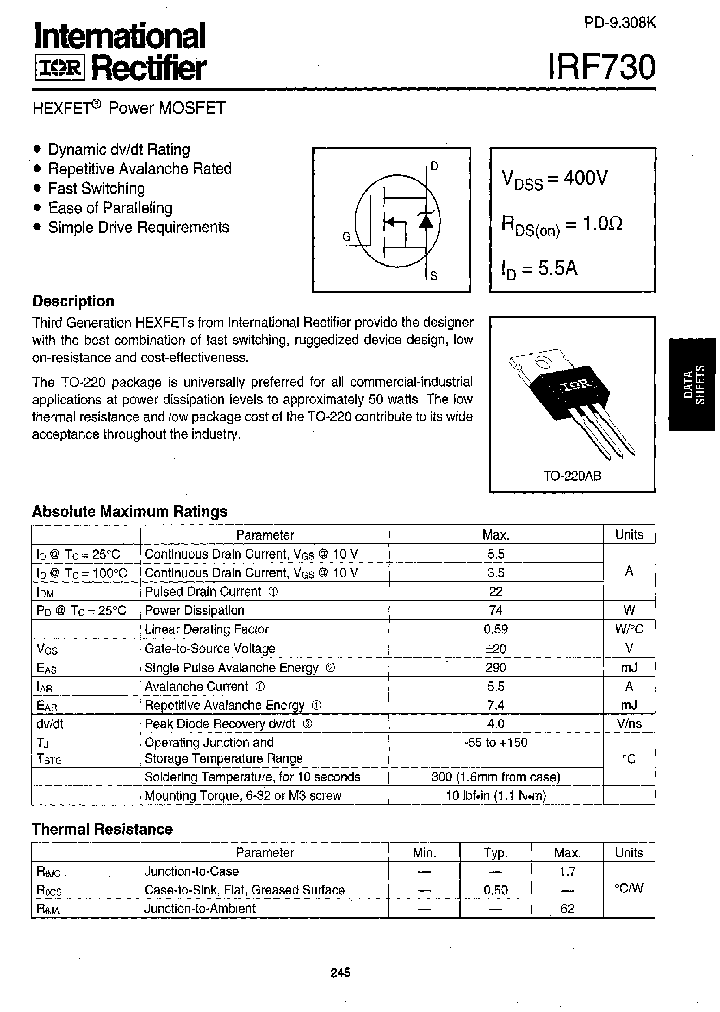 IRF730_340169.PDF Datasheet