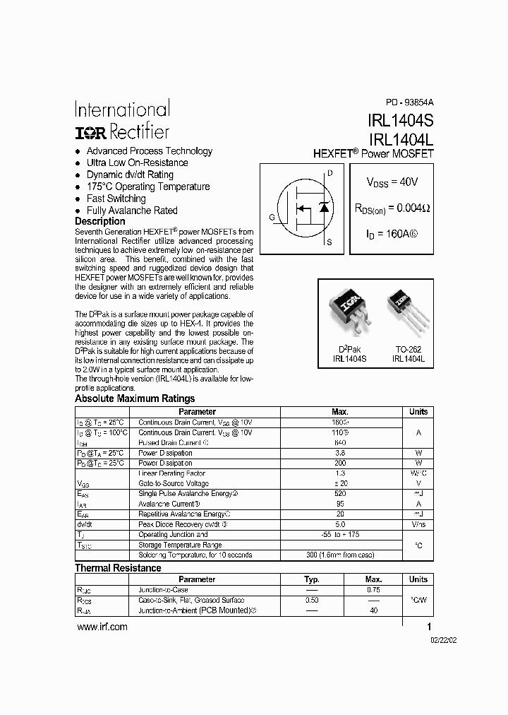 IRL1404L_342155.PDF Datasheet