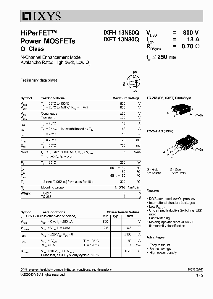 IXFH13N80Q_332968.PDF Datasheet