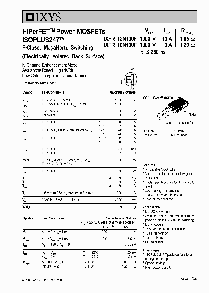 IXFR12N100F_384214.PDF Datasheet