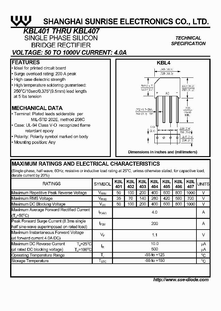 KBL406_346528.PDF Datasheet