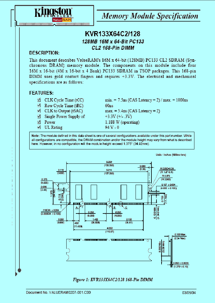KVR133X64C2128_319689.PDF Datasheet