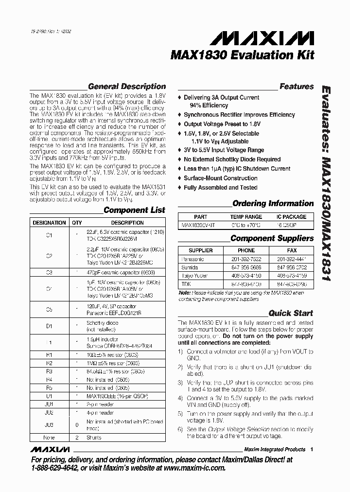 MAX1830EVKIT_307950.PDF Datasheet