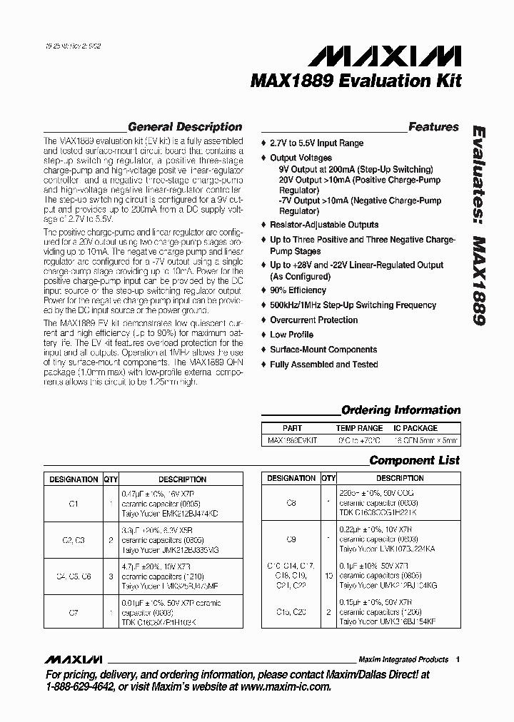 MAX1889EVKIT_362872.PDF Datasheet