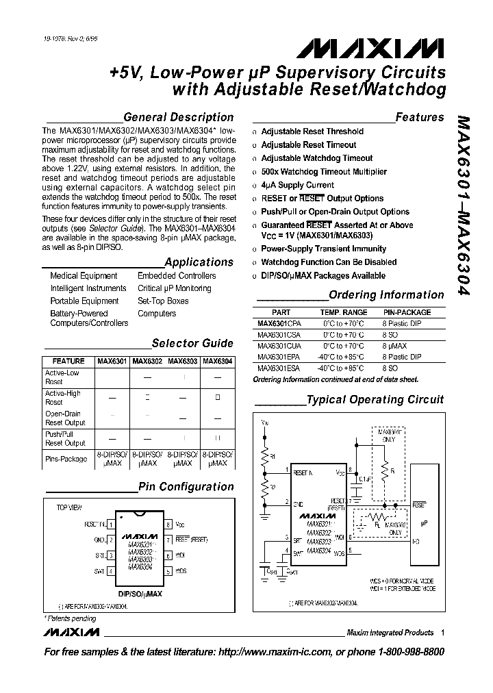 MAX6301_47906.PDF Datasheet