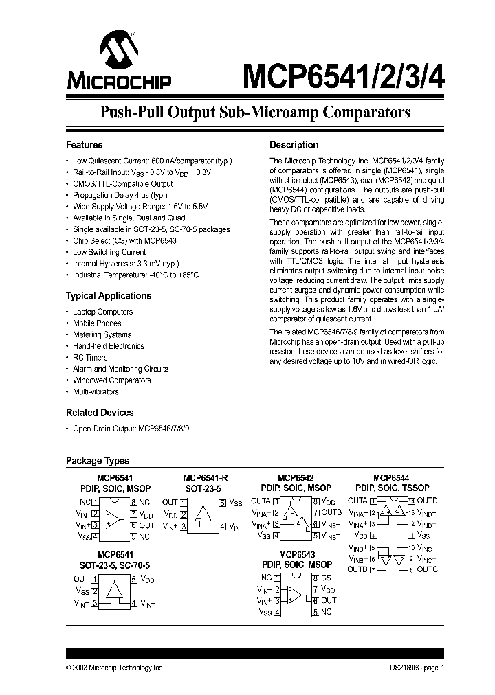MCP6542_362801.PDF Datasheet