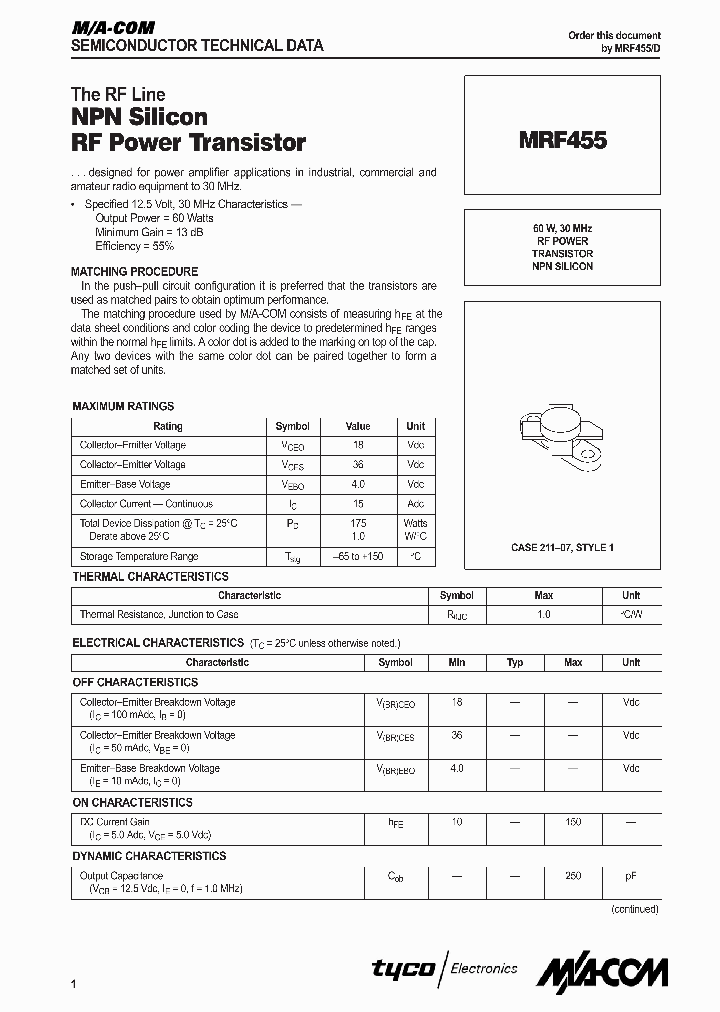 MRF455_367561.PDF Datasheet